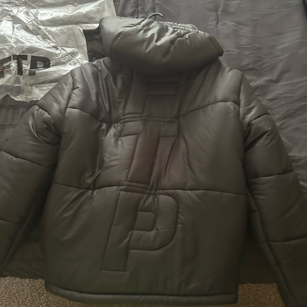 Black Puffer Jacket with Logo